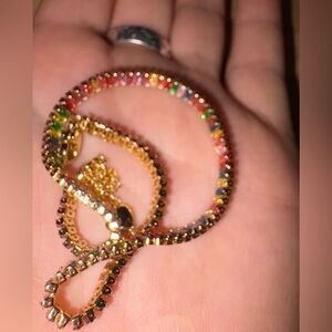 New Multicolor‎ 18k Gold plated ankleBracelet, adjustable 8.5"-11"